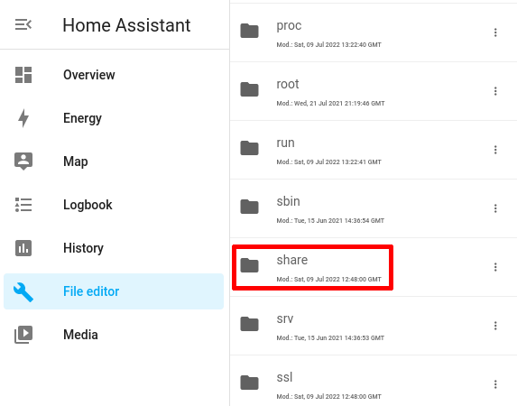 Select share folder
